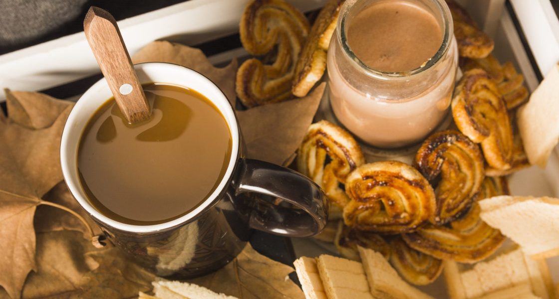 pastry-beverages-amidst-leaves